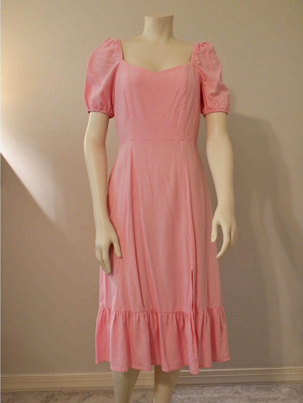 Women’s Ellen Tracy Pink Puff-Sleeve Midi Dress small